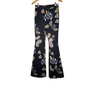 Cynthia Rowley Black Floral Boot Cut Pants
